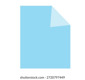 Uma folha de papel azul clara com um canto dobrado em um plano de fundo preto