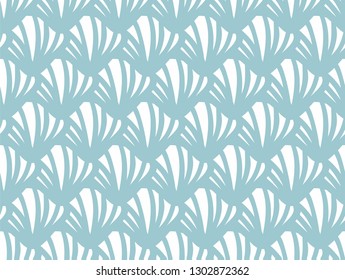 Light blue shell endless pattern. Seamless oriental Japanese marine graphic design. Fashion, interior, wrapping, packaging suitable.