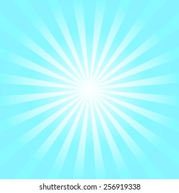 Light Blue shiny starburst background. Sunburst abstract texture.Vector illustration.