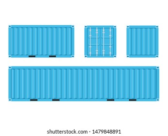 Contenedor azul claro de carga de envío para logística y transporte aislado en fondo blanco Ilustración vectorial