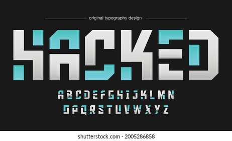 Light Blue Silver Shapes Futuristic Artistic Font Typography