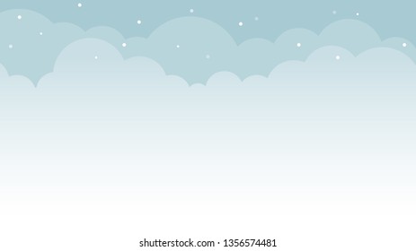 Light blue sky cartoon vector illustration. Stars, clouds winter season background.