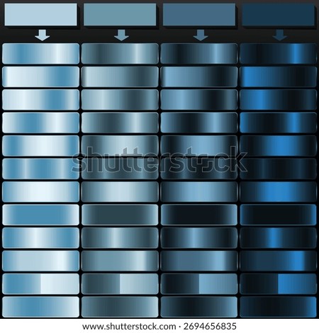 Light Blue Sky Blue Cobalt and Navy Metallic Gradient Color Palette.