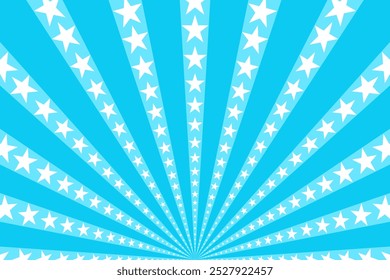 light blue sky sunburst ray with stars pattern background. light blue sky with stars sun burst gradient vector background