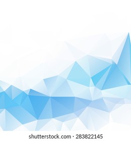 Light blue sky and white  abstract geometric rumpled triangular low poly style vector illustration graphic background