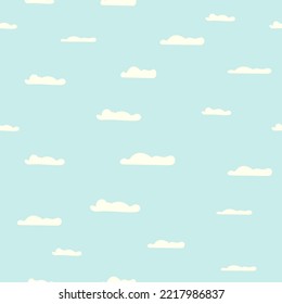 light blue sky white clouds pattern seamless vector.