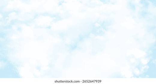 Céu azul claro com nuvens brancas Pintura em aquarela Textura macia Nuvens fofas no fundo do céu. Visão em nuvem.