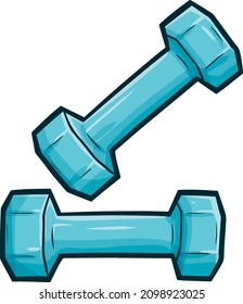 Light blue small dumbbell for fitness in cartoon style