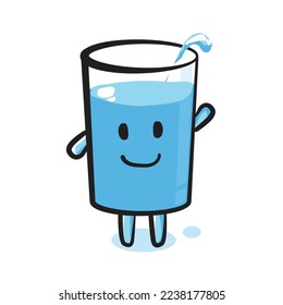 Light Blue Smiling Water Glass