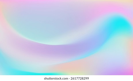 Light Blue smooth abstract gradient background. Holographic blurred abstract bg. Wave flow wallpaper. Vector illustration, EPS 10.