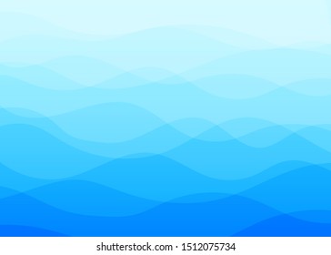 Light Blue Smooth overlapping sea wave curves background vector design illustrator.