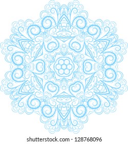 Light blue snowflake with abstract floral pattern