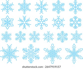 Luz azul boneco de neve ícone conjunto