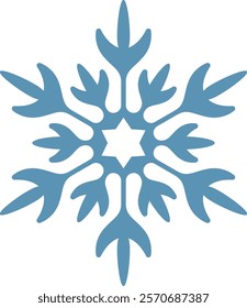 Light blue snowflake with star of David in the center falling on white background, perfect for winter, christmas or hanukkah themed projects