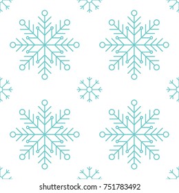 Light blue snowflakes symmetrical seamless pattern