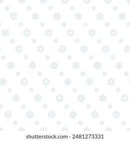 light blue snowflakes. white winter repetitive background. vector seamless pattern. fabric swatch. wrapping paper. continuous print. textile design element. christmas greeting card. new year holiday