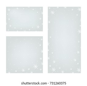 Light blue snowing holiday backgrounds. Vector different proportion Christmas and New Year backgrounds.