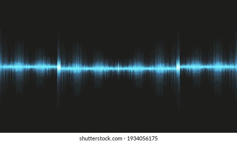 Light Blue Sound Wave On Black Background,technology And Earthquake Wave Diagram Concept,design For Music Studio And Science,Vector Illustration.