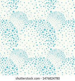 Light blue spatter paint effect circles on white background. Seamless vector pattern with fresh bubbly vibe. Great for wellbeing, summer, spa, beach travel products, stationery, home decor