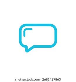 Light blue speech bubble icon on white background. Simple message or chat symbol for UI design, communication apps, or social media interfaces, clean and minimalist.
