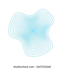 Light blue spiral swirl design element, isolated on white, vector symbol