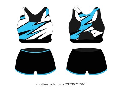 Light blue Sport Bra, front and back view Standard Uniform design Vector illustration