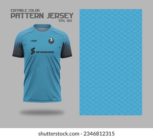 Plantilla de diseño deportivo azul claro con patrón abstracto para la camiseta de fútbol. Uniforme deportivo en la vista frontal. La camiseta se burla del club deportivo. Ilustración vectorial