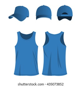 Light blue sport top and cap vector set