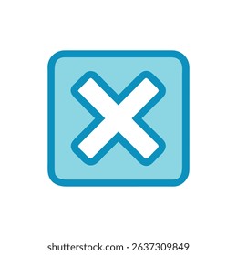 Light blue squared box with a black cross mark