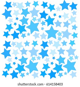 Light Blue Stars of Different Size on White Background