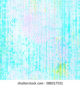 Light blue stripes and dotted texture with purple and green spots. Abstract seamless background