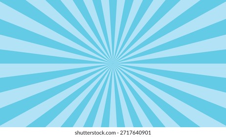 A light blue sunburststyle comic radial background illustration with ray design