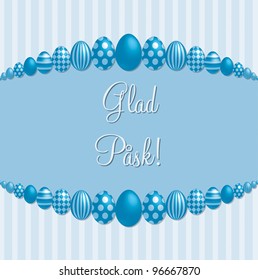 Light blue Swedish 'Happy Easter!' card in vector format.