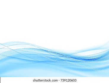 Light Blue Swoosh Border Elegant Waves Flow Graphic Background. Modern Soft Liquid Abstract Futuristic Layout. Vector Illustration