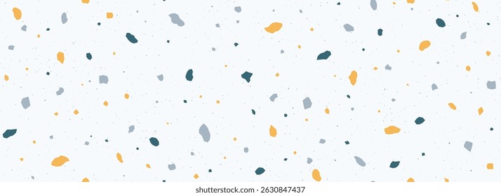 Light blue Terrazzo seamless pattern. Repeating granite stone texture. Color Italian mosaic surface design for paving, floor tile swatch, decoration. Vector repeated Venetian marble background concept