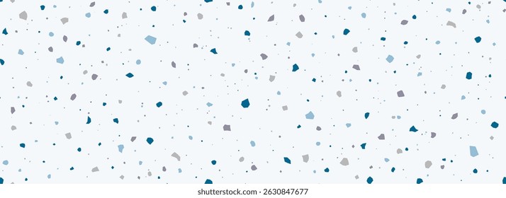 Light blue Terrazzo seamless pattern. Repeated granite stone texture. Color Italian mosaic surface design for paving, floor tile swatch, decoration. Vector repeated Venetian marble background concept