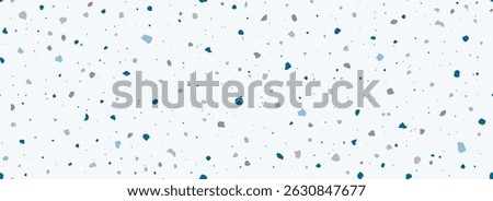 Light blue Terrazzo seamless pattern. Repeated granite stone texture. Color Italian mosaic surface design for paving, floor tile swatch, decoration. Vector repeated Venetian marble background concept