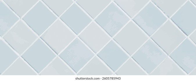 A light blue, tiled background with a geometric pattern. The background features a smooth, glossy texture with light blue tiles. Tile pattern background vector. Blue background.