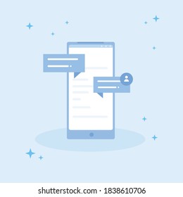 Light blue tone smartphone with User Interface.