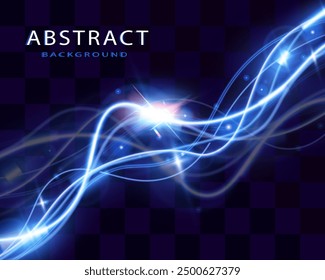 Vector de onda de rastro azul claro. Líneas curvas lisas brillantes. Onda láser, efecto de luz brillante, rastro azul.	
