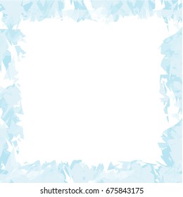 light blue transparent watercolor frame with splitter like looking ornaments, hand painted vector background
