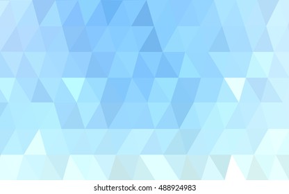 Light blue triangle mosaic template. Colorful illustration in abstract style with gradient. The template can be used as a background for cell phones.