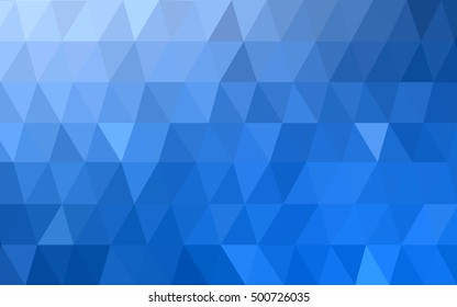 Light blue triangle mosaic template. Triangular geometric sample with gradient.  The textured pattern can be used for background.