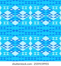 Light blue tribal seamless pattern. Aztec abstract geometric art print.  Great for wallpaper, cloth design, fabric, paper, wrapping, textile.