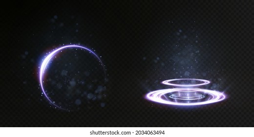 Light blue Twirl.
Curve light effect of neon line.
Luminous blue circle.
Light neon pedistal, podium, platform, table.
Vector PNG.