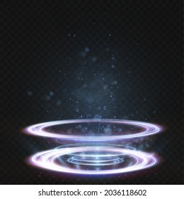 Light blue Twirl.
Curve light effect of neon line.
Luminous blue circle.
Light neon pedistal, podium, platform, table.
Vector PNG.