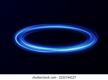 Toro azul claro. Efecto de la luz de curva de la línea azul. Círculo azul luminoso. Pétalo azul claro, podio, plataforma, mesa. Vector PNG. Ilustración del vector	
