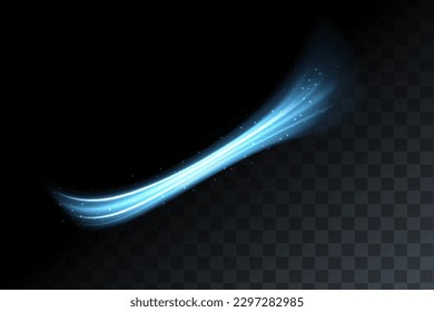 Hellblauer Twirl. Krümmt den Lichteffekt der blauen Linie. Leuchtblauer Kreis. Abstrakter Lichtgeschwindigkeitsbewegungseffekt.