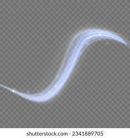 Light blue twirl. Curve light effect of blue line. Dynamic curves and vector pattern blur. Luminous blue circle. Semicircular wave, light trail curve swirl, optical fiber incandescent png. 