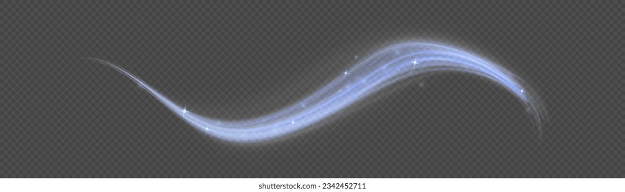 Light blue twirl. Curve light effect of blue line. Luminous blue circle. Dynamic curves and vector pattern blur. Semicircular wave, light trail curve swirl, optical fiber incandescent png. 